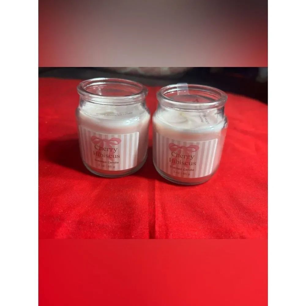 New Cherry Hibiscus Scented Candle - Pink Set of 2